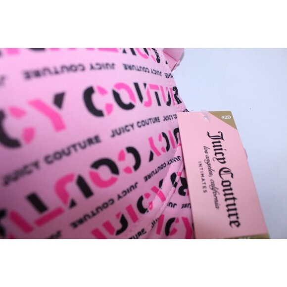 Juicy Couture Bra 42D Pink Black Log Up Lightly Padded Wired Medallion Logo NWT - Picture 7 of 15